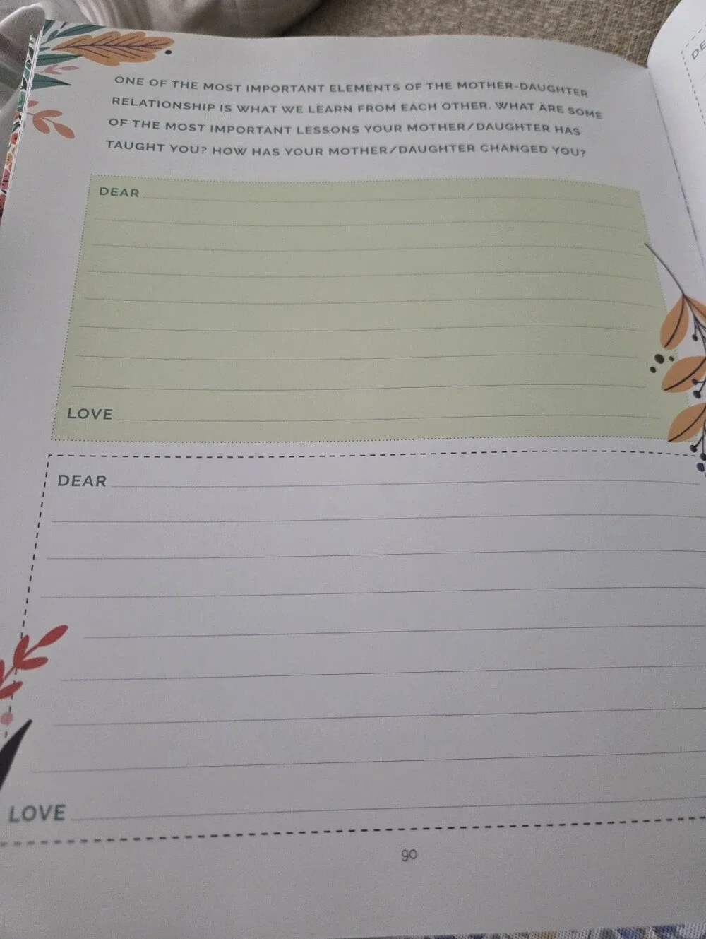 Mother and Daughter Journal — Floral Green and Pink Keepsake Notebook